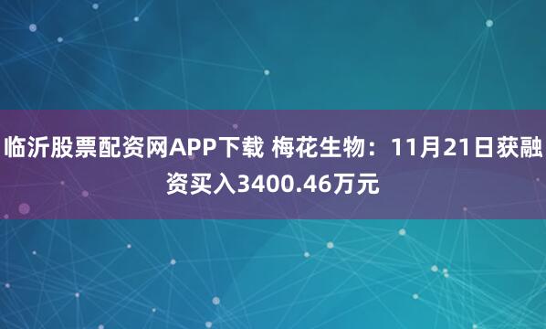 临沂股票配资网APP下载 梅花生物：11月21日获融资买入3400.46万元