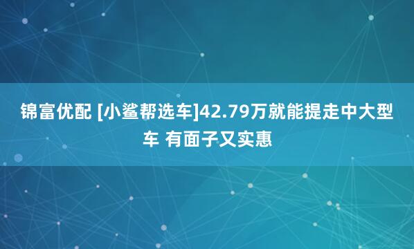 锦富优配 [小鲨帮选车]42.79万就能提走中大型车 有面子又实惠
